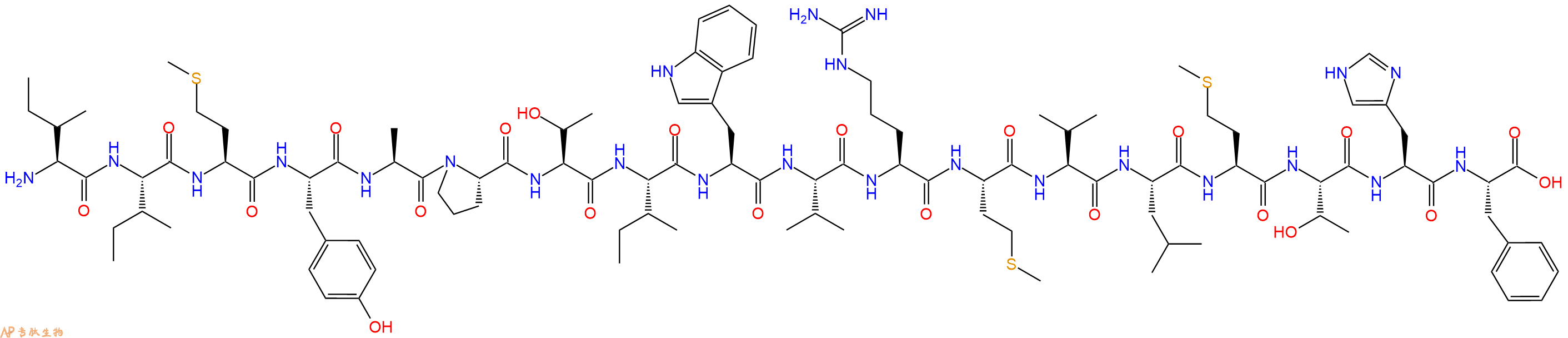 专肽生物产品H2N-Ile-Ile-Met-Tyr-Ala-Pro-Thr-Ile-Trp-Val-Arg-Met-Val-Leu-Met-Thr-His-Phe-OH