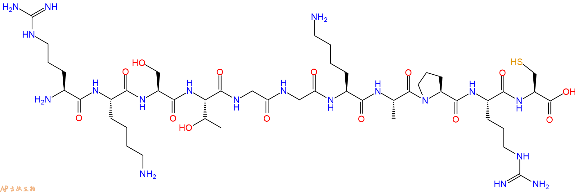 专肽生物产品H2N-Arg-Lys-Ser-Thr-Gly-Gly-Lys-Ala-Pro-Arg-Cys-OH