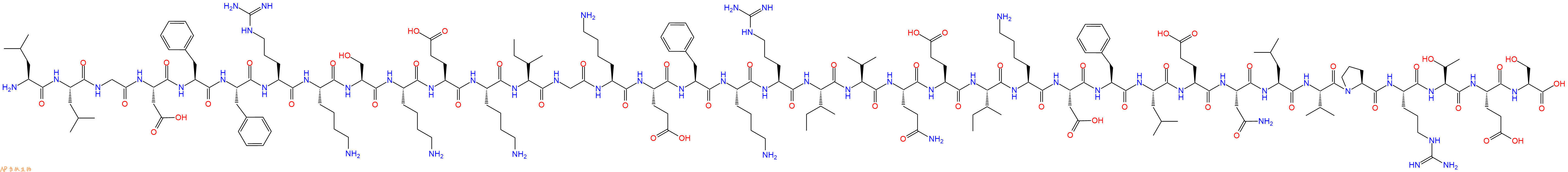 专肽生物产品H2N-Leu-Leu-Gly-Asp-Phe-Phe-Arg-Lys-Ser-Lys-Glu-Lys-Ile-Gly-Lys-Glu-Phe-Lys-Arg-Ile-Val-Gln-Glu-Ile-Lys-Asp-Phe-Leu-Glu-Asn-Leu-Val-Pro-Arg-Thr-Glu-Ser-OH