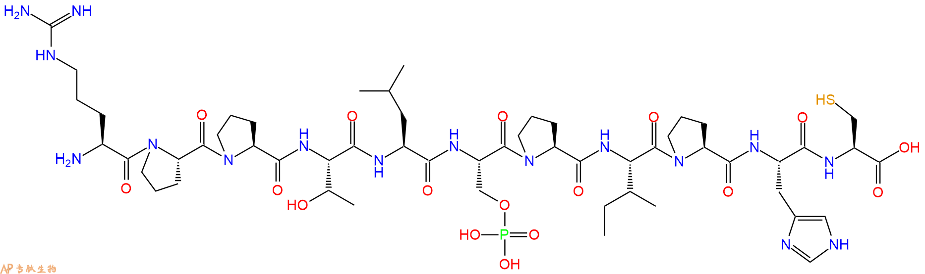 专肽生物产品H2N-Arg-Pro-Pro-Thr-Leu-Ser(PO3H2)-Pro-Ile-Pro-His-Cys-OH
