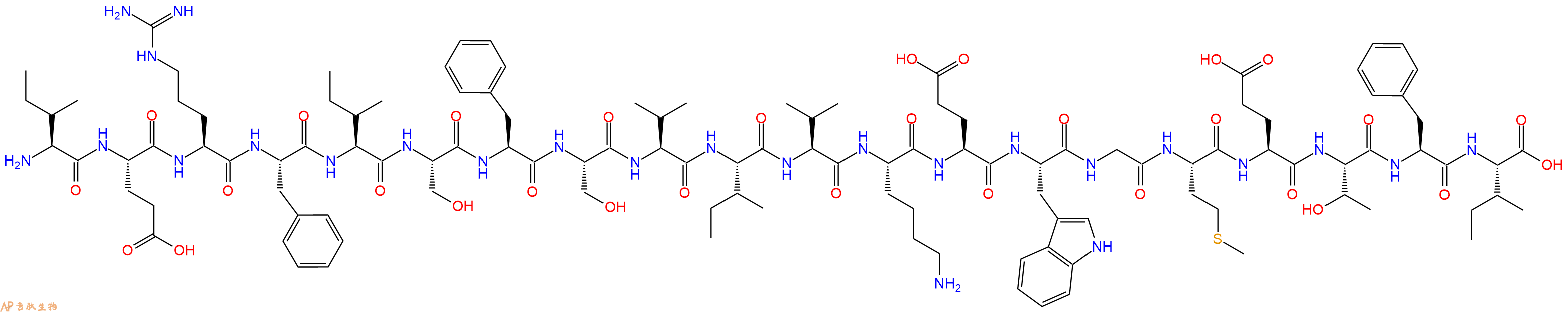 专肽生物产品H2N-Ile-Glu-Arg-Phe-Ile-Ser-Phe-Ser-Val-Ile-Val-Lys-Glu-Trp-Gly-Met-Glu-Thr-Phe-Ile-OH