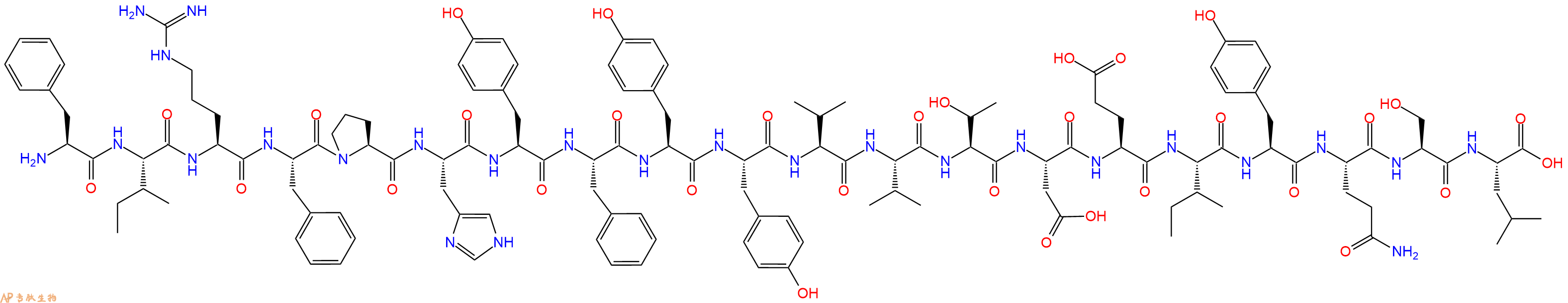 专肽生物产品H2N-Phe-Ile-Arg-Phe-Pro-His-Tyr-Phe-Tyr-Tyr-Val-Val-Thr-Asp-Glu-Ile-Tyr-Gln-Ser-Leu-OH