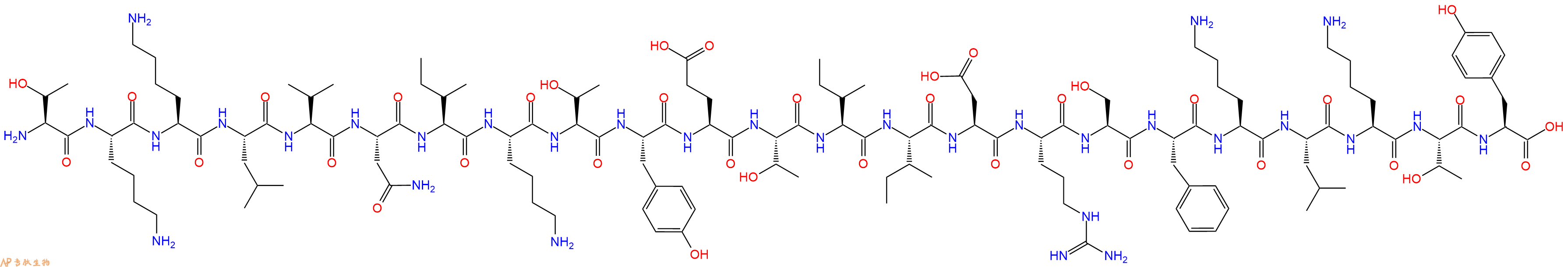 专肽生物产品H2N-Thr-Lys-Lys-Leu-Val-Asn-Ile-Lys-Thr-Tyr-Glu-Thr-Ile-Ile-Asp-Arg-Ser-Phe-Lys-Leu-Lys-Thr-Tyr-OH