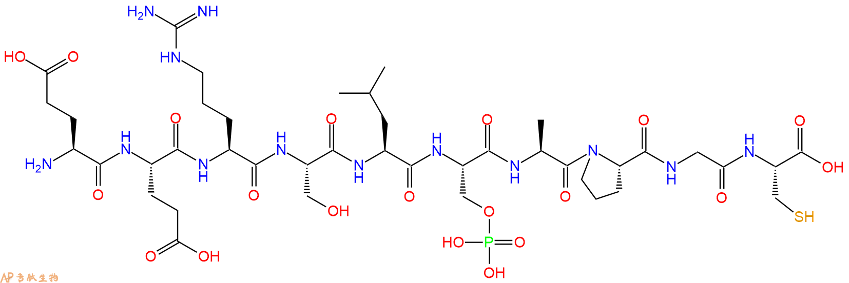 专肽生物产品H2N-Glu-Glu-Arg-Ser-Leu-Ser(PO3H2)-Ala-Pro-Gly-Cys-OH