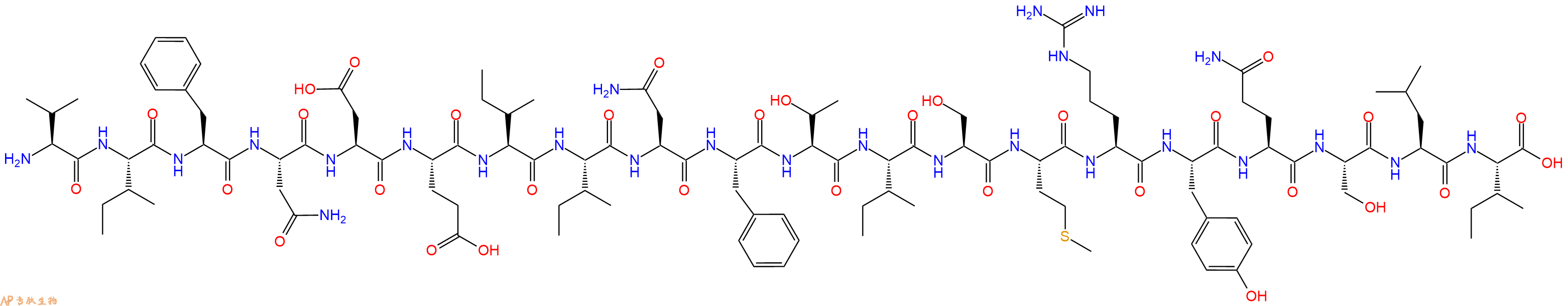 专肽生物产品H2N-Val-Ile-Phe-Asn-Asp-Glu-Ile-Ile-Asn-Phe-Thr-Ile-Ser-Met-Arg-Tyr-Gln-Ser-Leu-Ile-OH
