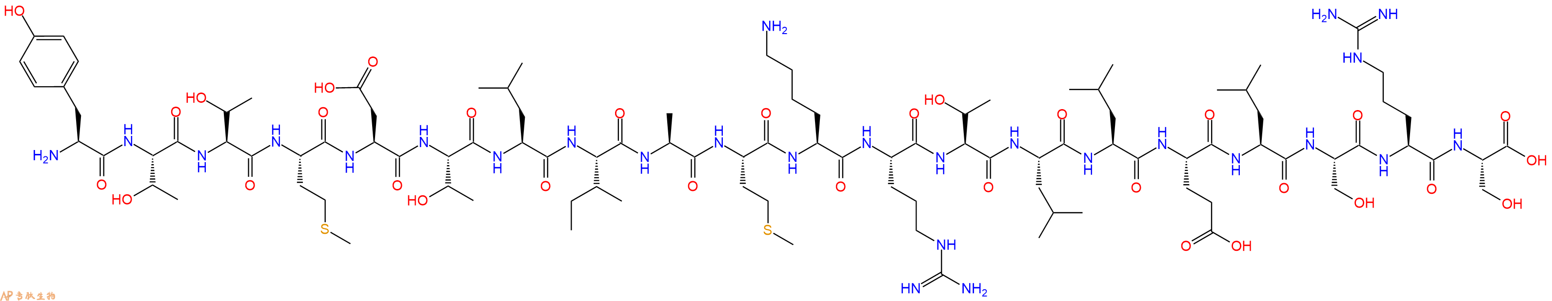 专肽生物产品H2N-Tyr-Thr-Thr-Met-Asp-Thr-Leu-Ile-Ala-Met-Lys-Arg-Thr-Leu-Leu-Glu-Leu-Ser-Arg-Ser-OH
