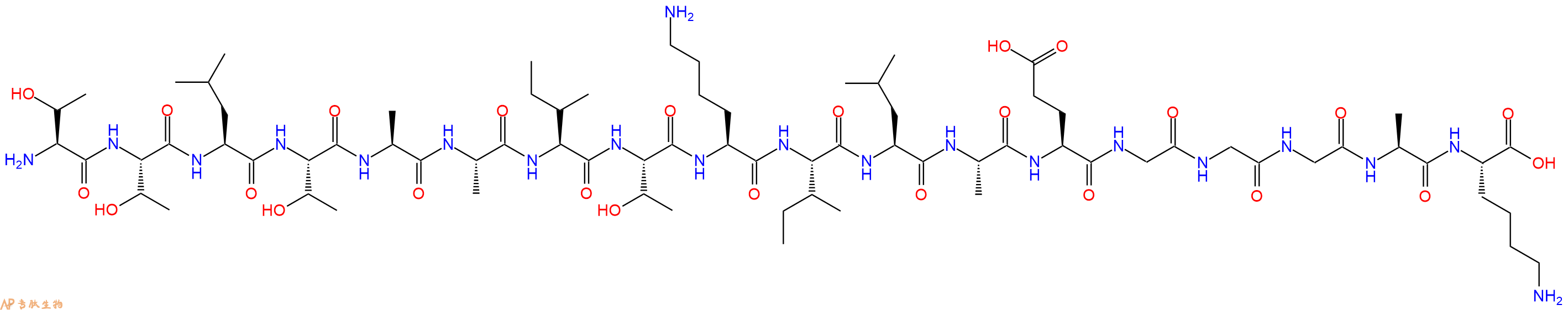 专肽生物产品H2N-Thr-Thr-Leu-Thr-Ala-Ala-Ile-Thr-Lys-Ile-Leu-Ala-Glu-Gly-Gly-Gly-Ala-Lys-OH