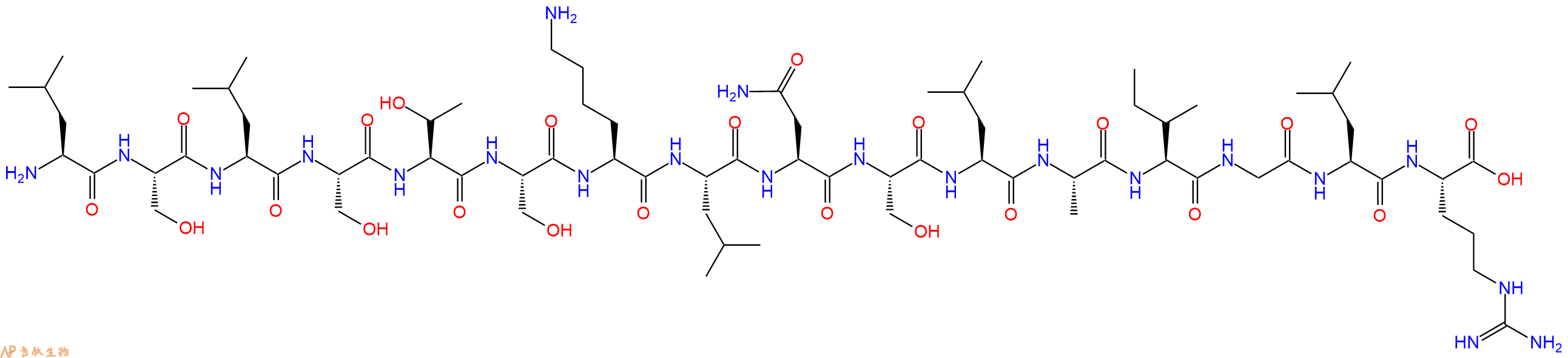 专肽生物产品H2N-Leu-Ser-Leu-Ser-Thr-Ser-Lys-Leu-Asn-Ser-Leu-Ala-Ile-Gly-Leu-Arg-OH