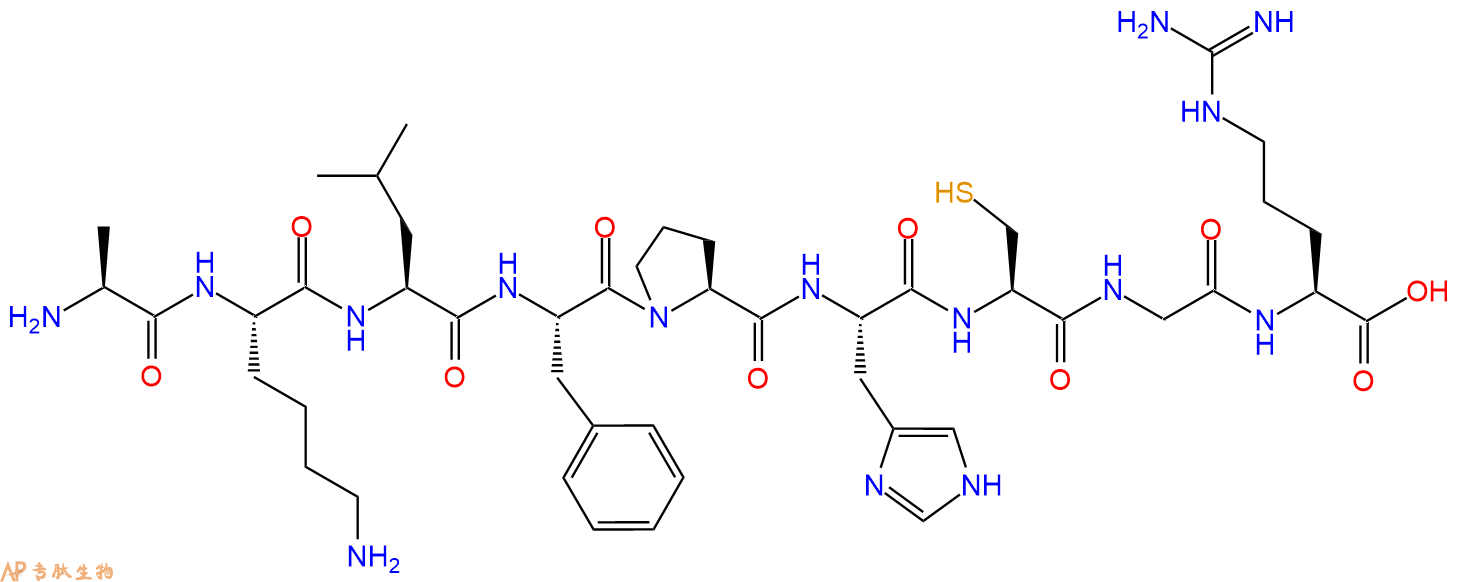 专肽生物产品H2N-Ala-Lys-Leu-Phe-Pro-His-Cys-Gly-Arg-OH