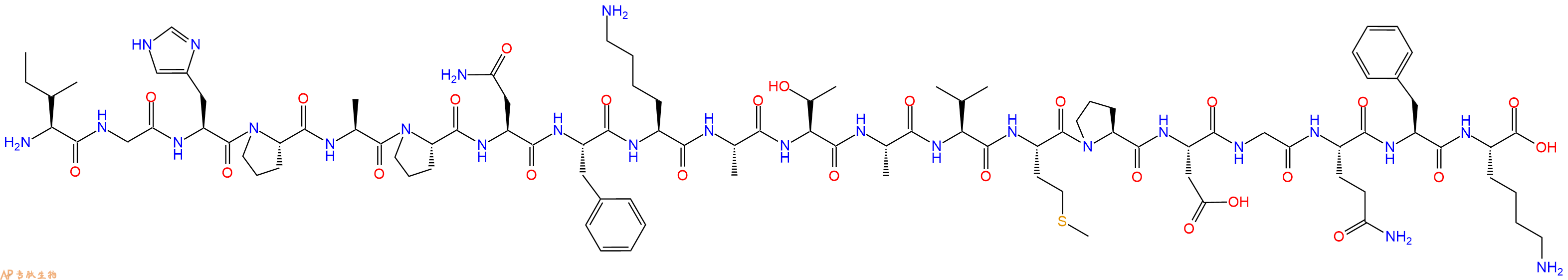 专肽生物产品H2N-Ile-Gly-His-Pro-Ala-Pro-Asn-Phe-Lys-Ala-Thr-Ala-Val-Met-Pro-Asp-Gly-Gln-Phe-Lys-OH