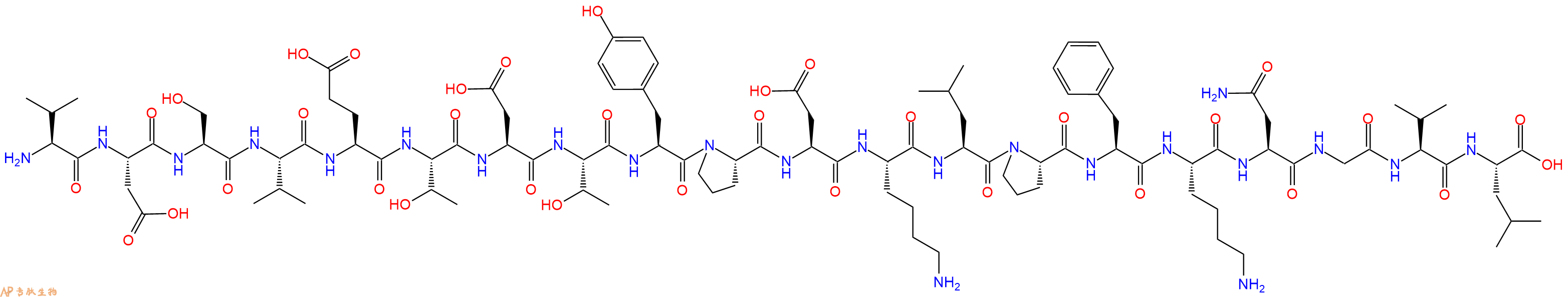 专肽生物产品H2N-Val-Asp-Ser-Val-Glu-Thr-Asp-Thr-Tyr-Pro-Asp-Lys-Leu-Pro-Phe-Lys-Asn-Gly-Val-Leu-OH