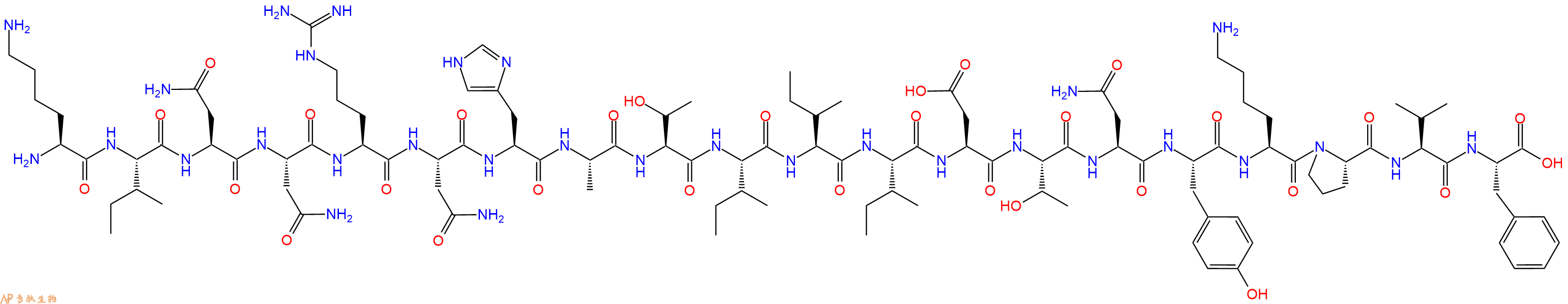 专肽生物产品H2N-Lys-Ile-Asn-Asn-Arg-Asn-His-Ala-Thr-Ile-Ile-Ile-Asp-Thr-Asn-Tyr-Lys-Pro-Val-Phe-OH