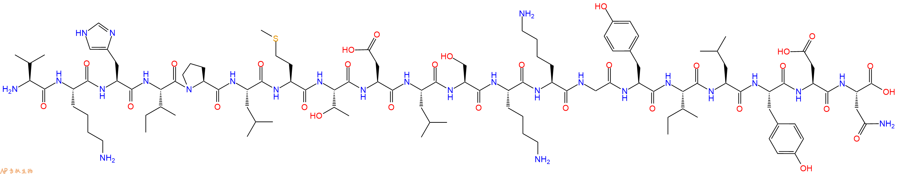 专肽生物产品H2N-Val-Lys-His-Ile-Pro-Leu-Met-Thr-Asp-Leu-Ser-Lys-Lys-Gly-Tyr-Ile-Leu-Tyr-Asp-Asn-OH