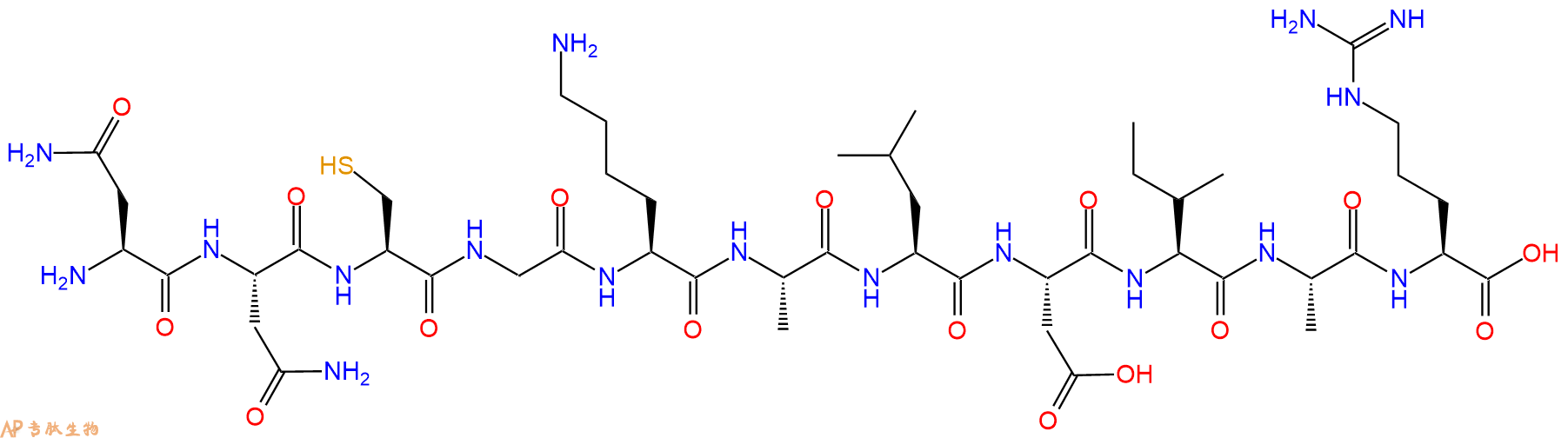 专肽生物产品H2N-Asn-Asn-Cys-Gly-Lys-Ala-Leu-Asp-Ile-Ala-Arg-OH