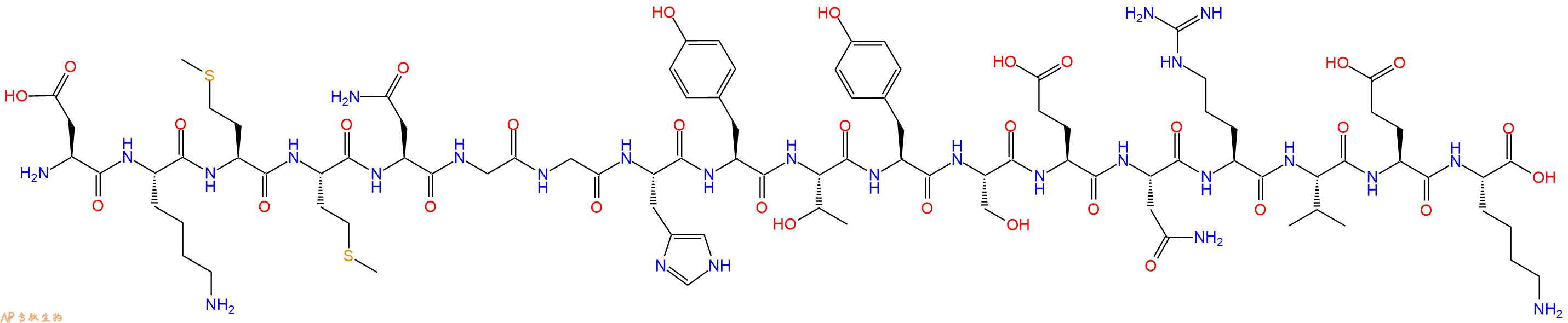 专肽生物产品H2N-Asp-Lys-Met-Met-Asn-Gly-Gly-His-Tyr-Thr-Tyr-Ser-Glu-Asn-Arg-Val-Glu-Lys-OH