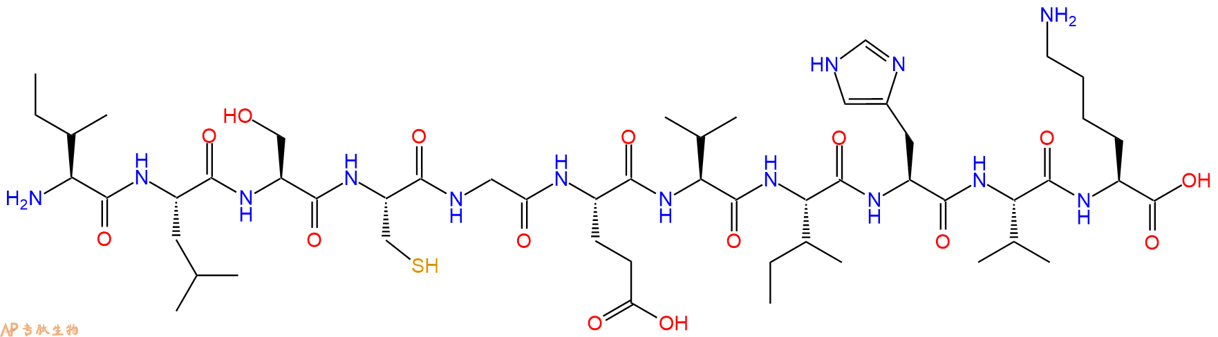 专肽生物产品H2N-Ile-Leu-Ser-Cys-Gly-Glu-Val-Ile-His-Val-Lys-OH