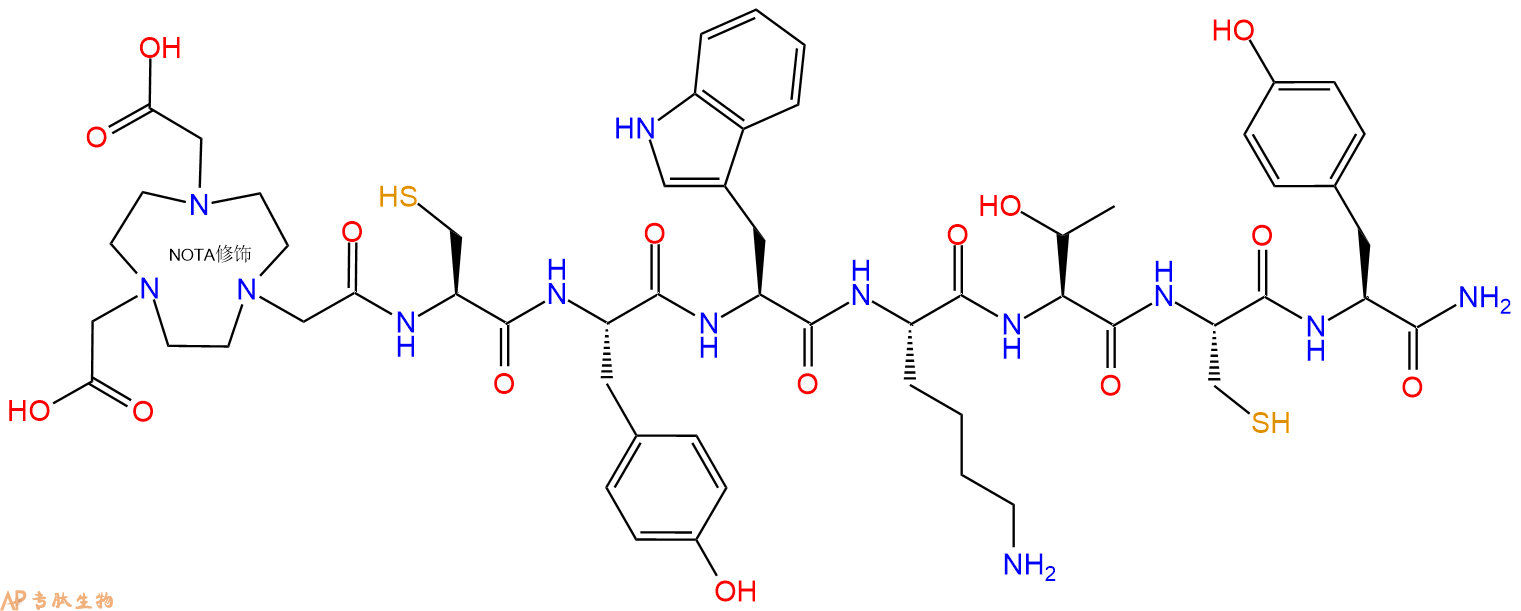 专肽生物产品NOTA-Cys-Tyr-Trp-Lys-Thr-Cys-Tyr-CONH2