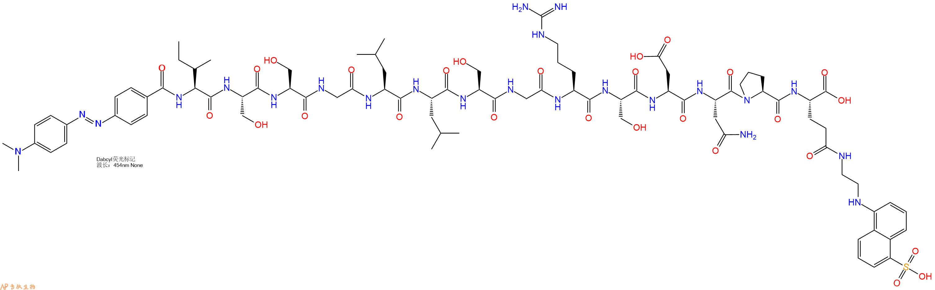 专肽生物产品DABCYL-Ile-Ser-Ser-Gly-Leu-Leu-Ser-Gly-Arg-Ser-Asp-Asn-Pro-Glu(Edans)-OH