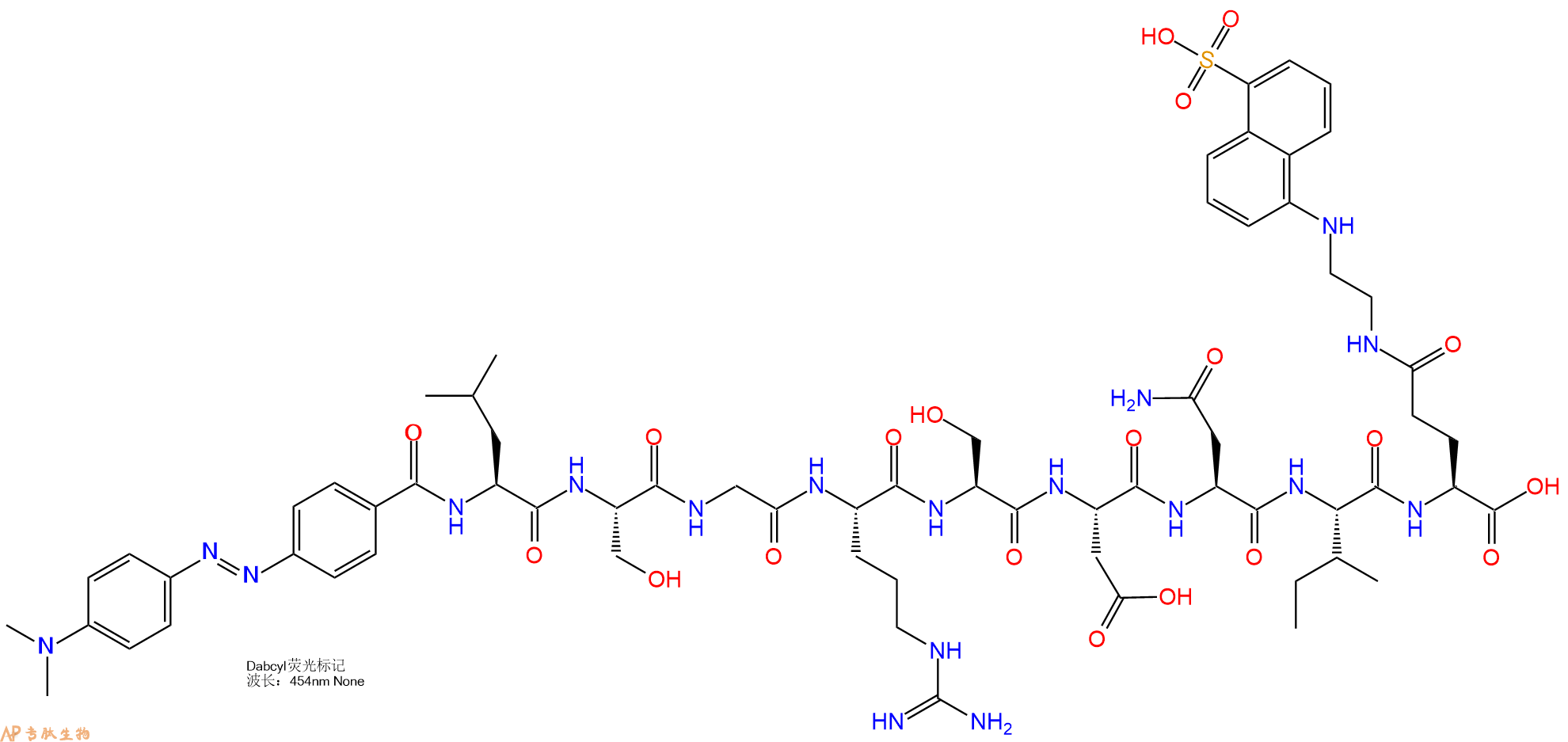 专肽生物产品DABCYL-Leu-Ser-Gly-Arg-Ser-Asp-Asn-Ile-Glu(Edans)-OH