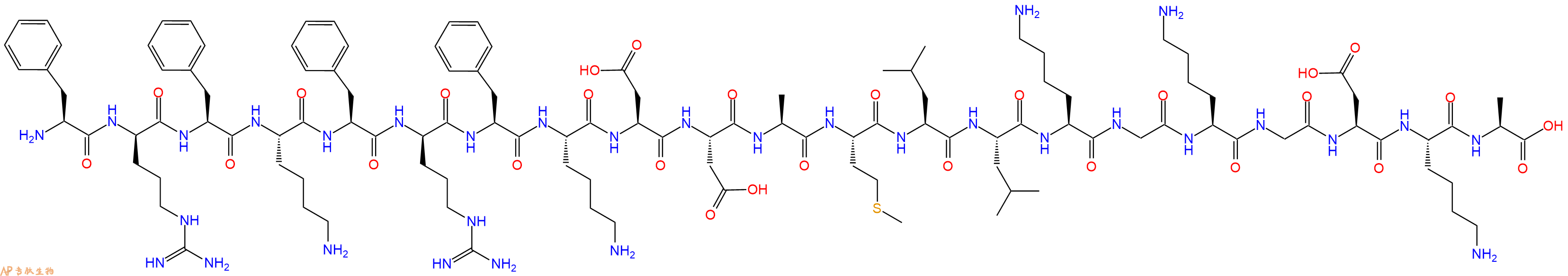 专肽生物产品H2N-Phe-DArg-Phe-Lys-Phe-DArg-Phe-Lys-Asp-Asp-Ala-Met-Leu-Leu-Lys-Gly-Lys-Gly-Asp-Lys-Ala-OH
