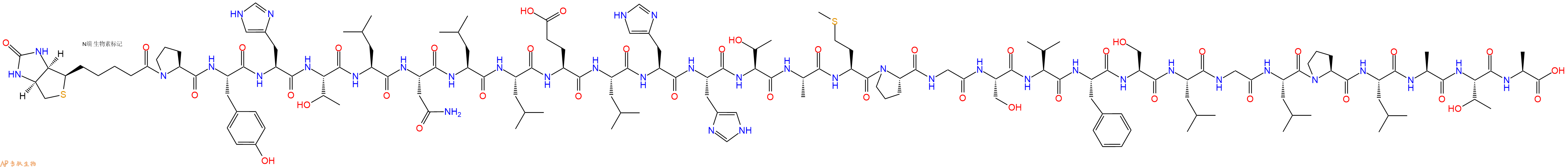 专肽生物产品Biotinyl-Pro-Tyr-His-Thr-Leu-Asn-Leu-Leu-Glu-Leu-His-His-Thr-Ala-Met-Pro-Gly-Ser-Val-Phe-Ser-Leu-Gly-Leu-Pro-Leu-Ala-Thr-Ala-OH