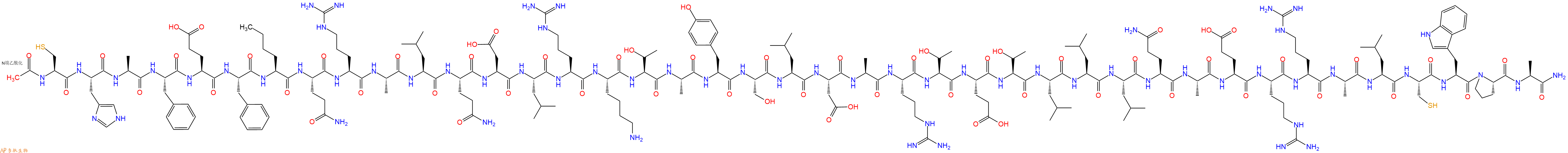 专肽生物产品Ac-Cys-His-Ala-Phe-Glu-Phe-Nle-Gln-Arg-Ala-Leu-Gln-Asp-Leu-Arg-Lys-Thr-Ala-Tyr-Ser-Leu-Asp-Ala-Arg-Thr-Glu-Thr-Leu-Leu-Leu-Gln-Ala-Glu-Arg-Arg-Ala-Leu-Cys-Trp-Pro-Ala-CONH2