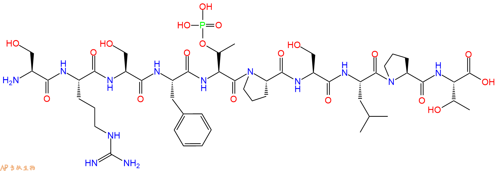 专肽生物产品H2N-Ser-Arg-Ser-Phe-pThr-Pro-Ser-Leu-Pro-Thr-OH