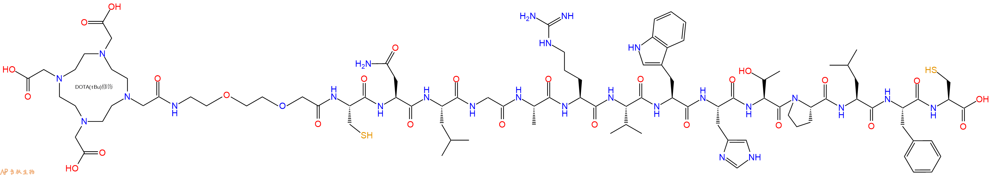 专肽生物产品DOTA-PEG2-Cys-Asn-Leu-Gly-Ala-Arg-Val-Trp-His-Thr-Pro-Leu-Phe-Cys