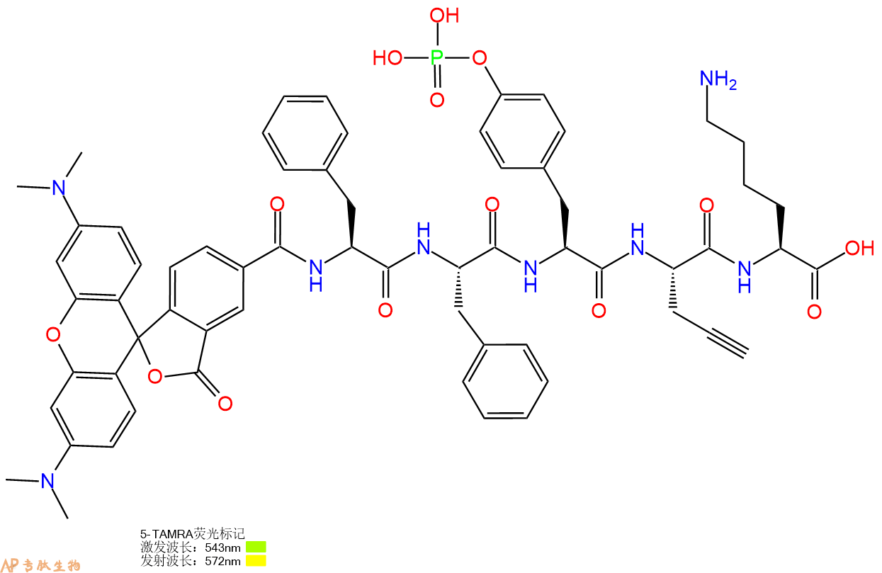 专肽生物产品5TAMRA-Phe-Phe-Tyr(PO3H2)-Pra-Lys-OH