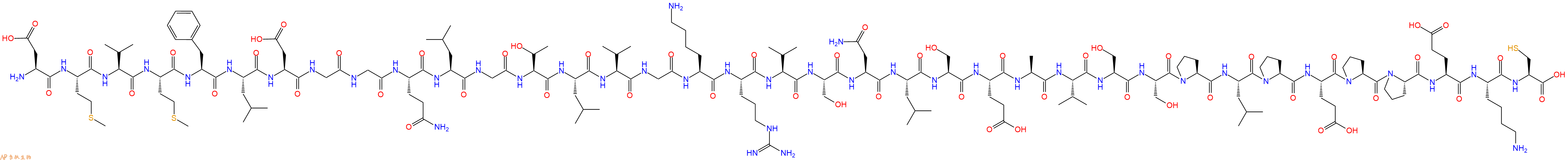 专肽生物产品H2N-Asp-Met-Val-Met-Phe-Leu-Asp-Gly-Gly-Gln-Leu-Gly-Thr-Leu-Val-Gly-Lys-Arg-Val-Ser-Asn-Leu-Ser-Glu-Ala-Val-Ser-Ser-Pro-Leu-Pro-Glu-Pro-Pro-Glu-Lys-Cys-OH