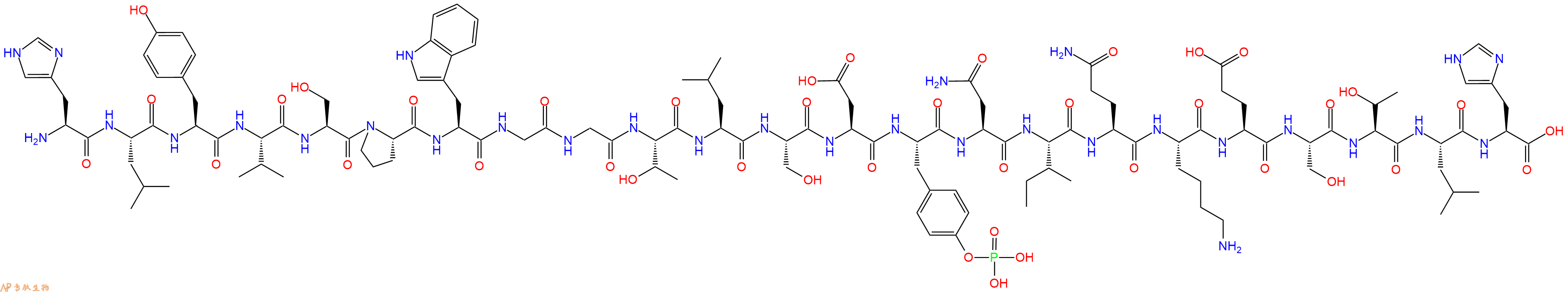 专肽生物产品H2N-His-Leu-Tyr-Val-Ser-Pro-Trp-Gly-Gly-Thr-Leu-Ser-Asp-Tyr(PO3H2)-Asn-Ile-Gln-Lys-Glu-Ser-Thr-Leu-His-OH