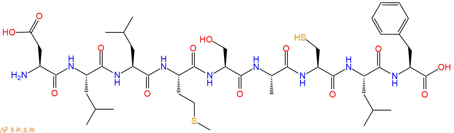 专肽生物产品H2N-Asp-Leu-Leu-Met-Ser-Ala-Cys-Leu-Phe-OH