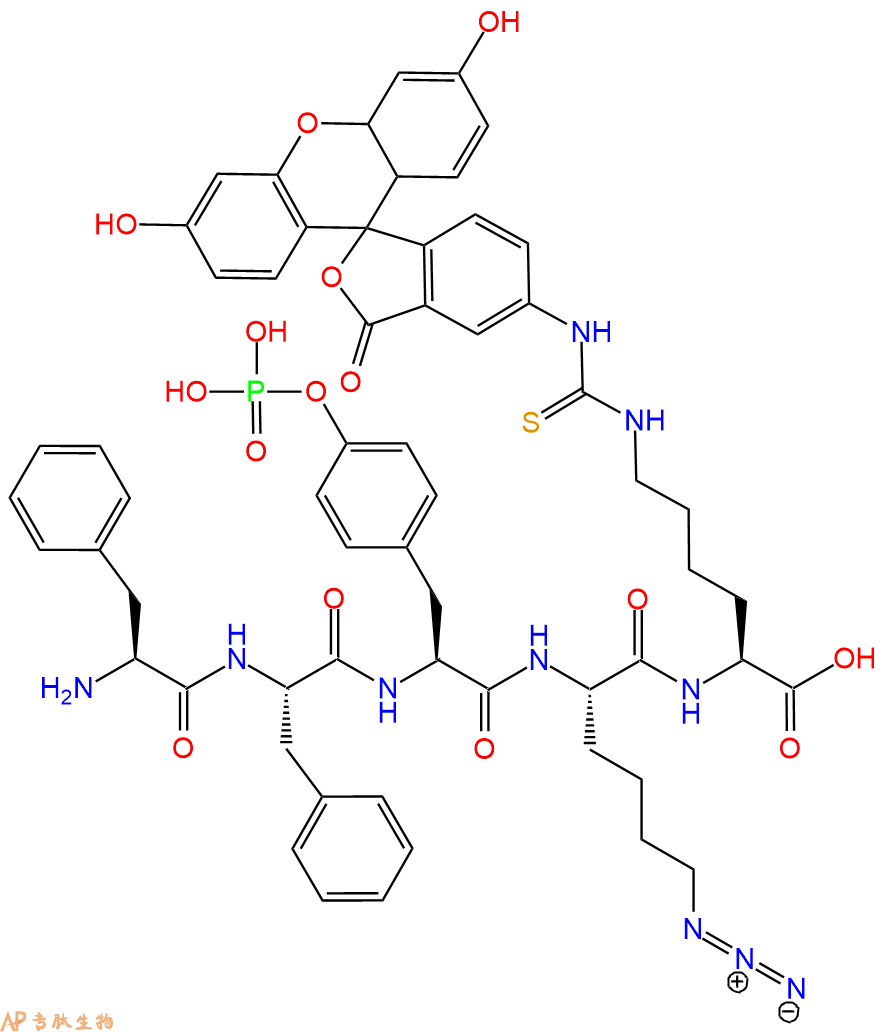 专肽生物产品H2N-Phe-Phe-Tyr(PO3H2)-Lys(N3)-Lys(FITC)-OH