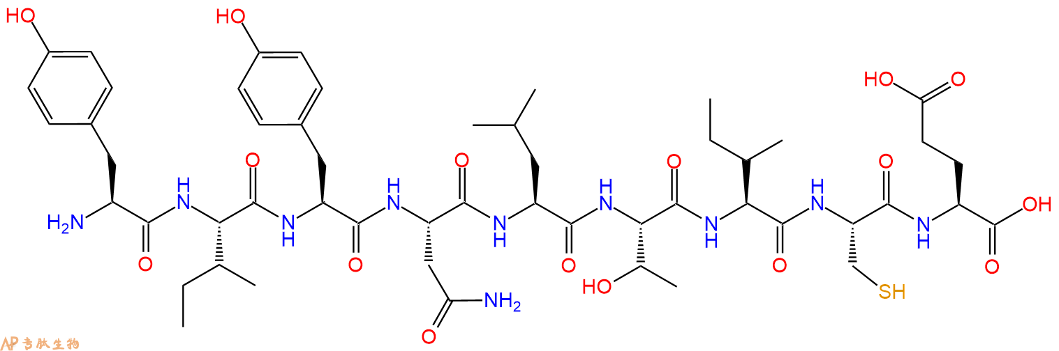 专肽生物产品H2N-Tyr-Ile-Tyr-Asn-Leu-Thr-Ile-Cys-Glu-OH