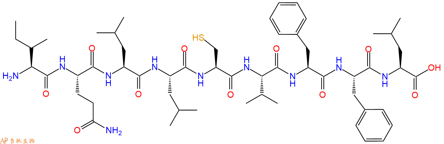 专肽生物产品H2N-Ile-Gln-Leu-Leu-Cys-Val-Phe-Phe-Leu-OH