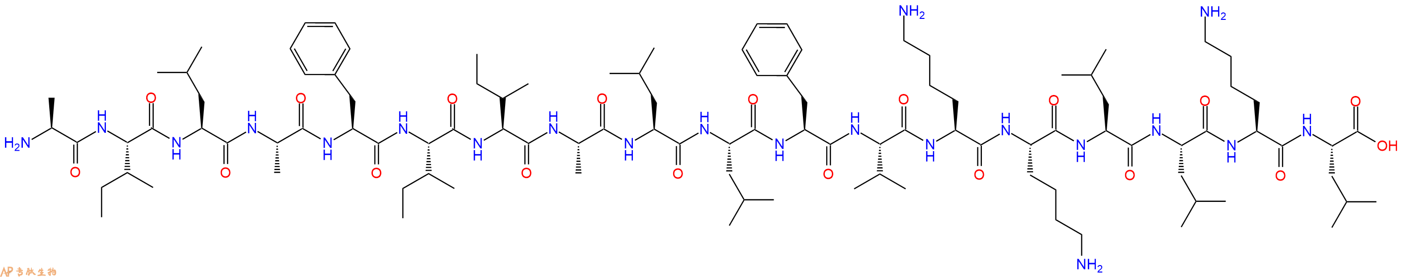 专肽生物产品H2N-Ala-Ile-Leu-Ala-Phe-Ile-Ile-Ala-Leu-Leu-Phe-Val-Lys-Lys-Leu-Leu-Lys-Leu-OH