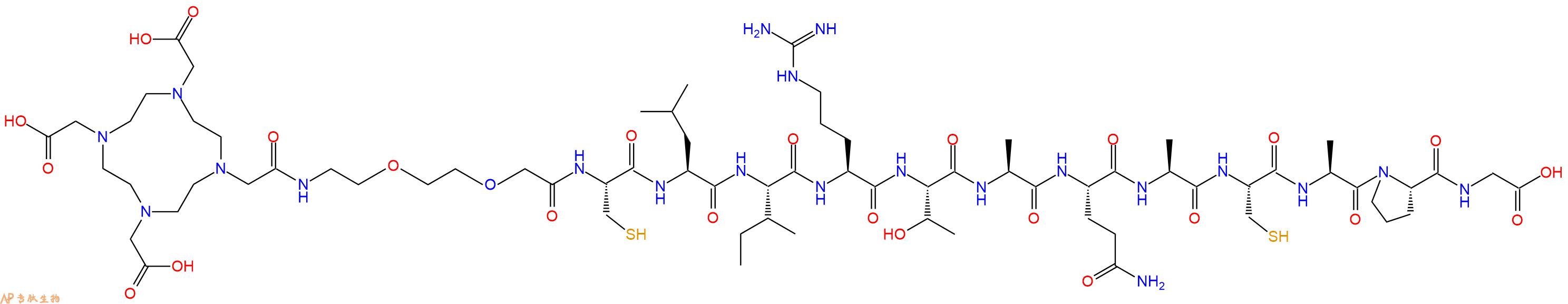 专肽生物产品DOTA-PEG2-Cys-Leu-Ile-Arg-Thr-Ala-Gln-Ala-Cys-Ala-Pro-Gly