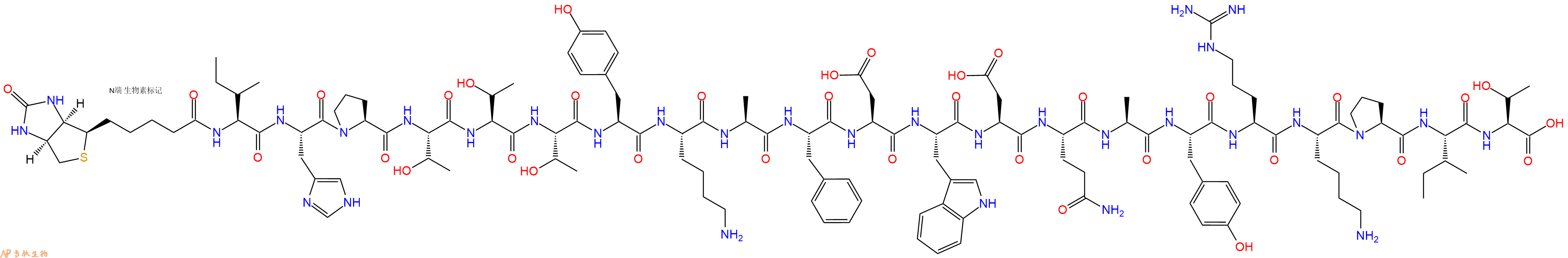 专肽生物产品Biotinyl-Ile-His-Pro-Thr-Thr-Thr-Tyr-Lys-Ala-Phe-Asp-Trp-Asp-Gln-Ala-Tyr-Arg-Lys-Pro-Ile-Thr-OH