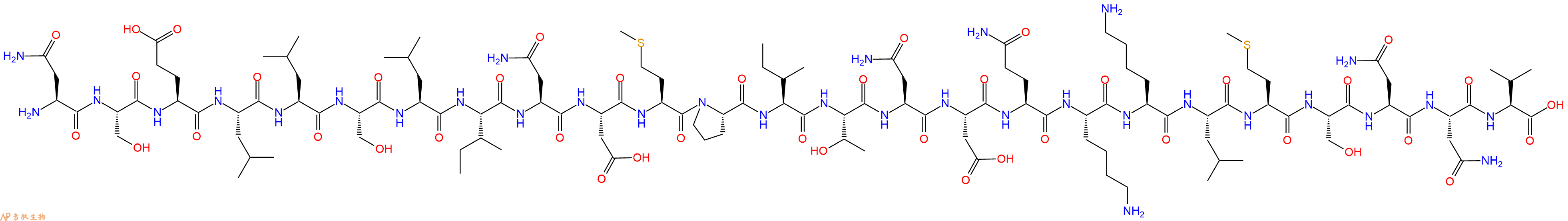 专肽生物产品H2N-Asn-Ser-Glu-Leu-Leu-Ser-Leu-Ile-Asn-Asp-Met-Pro-Ile-Thr-Asn-Asp-Gln-Lys-Lys-Leu-Met-Ser-Asn-Asn-Val-OH