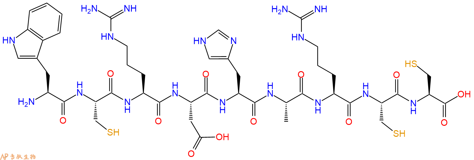 专肽生物产品H2N-Trp-Cys-Arg-Asp-His-Ala-Arg-Cys-Cys-OH
