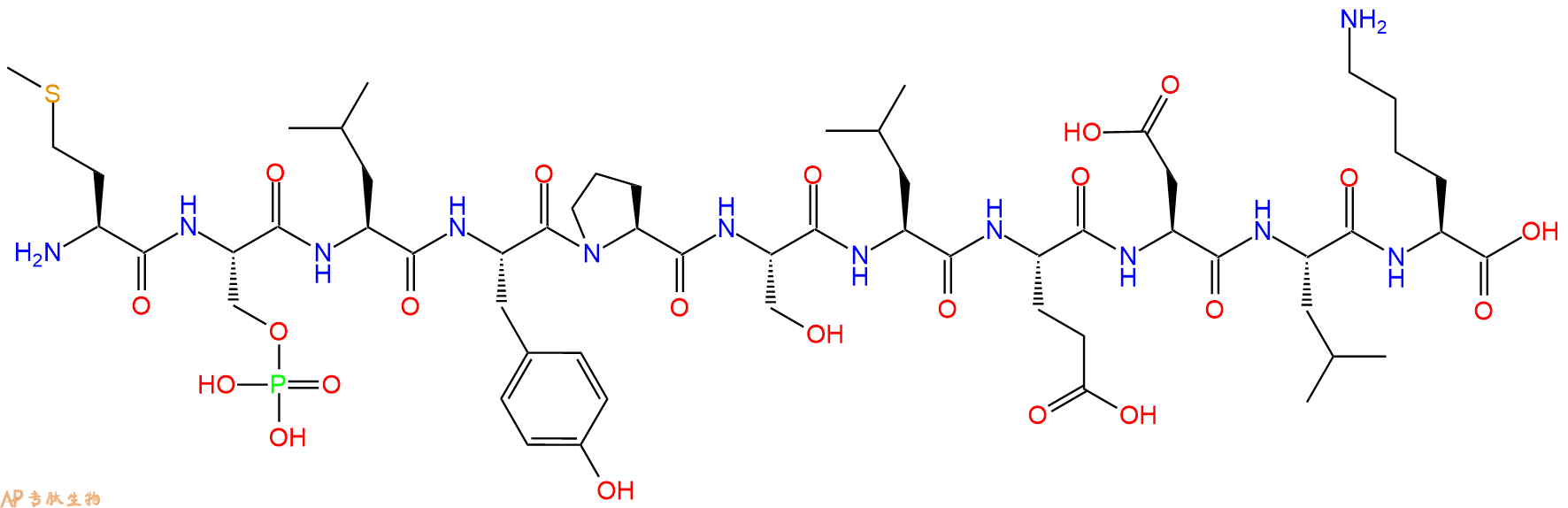 专肽生物产品H2N-Met-Ser(PO3H2)-Leu-Tyr-Pro-Ser-Leu-Glu-Asp-Leu-Lys-OH