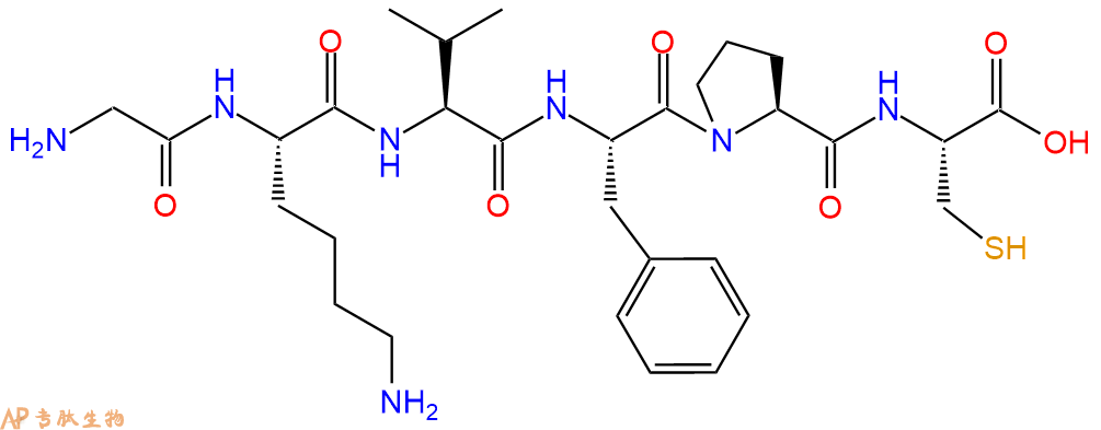 专肽生物产品H2N-Gly-Lys-Val-Phe-Pro-Cys-OH