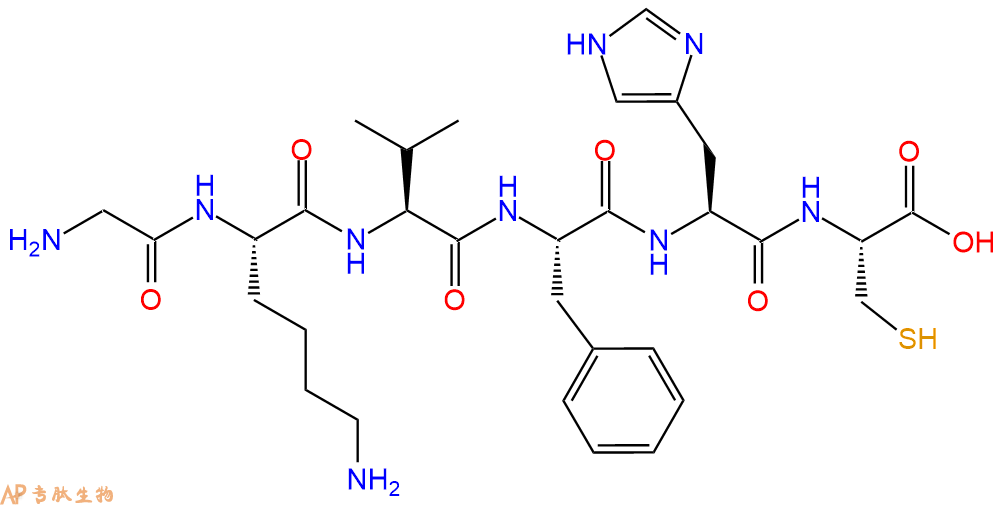 专肽生物产品H2N-Gly-Lys-Val-Phe-His-Cys-OH