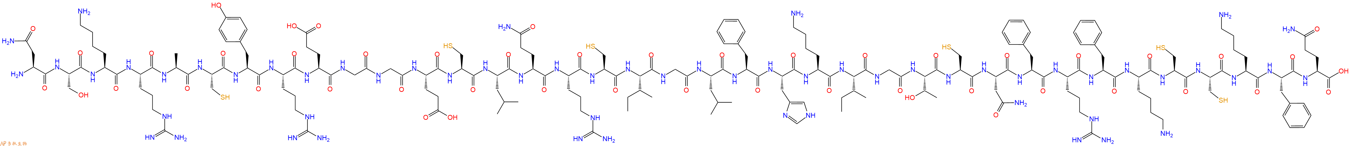 专肽生物产品H2N-Asn-Ser-Lys-Arg-Ala-Cys-Tyr-Arg-Glu-Gly-Gly-Glu-Cys-Leu-Gln-Arg-Cys-Ile-Gly-Leu-Phe-His-Lys-Ile-Gly-Thr-Cys-Asn-Phe-Arg-Phe-Lys-Cys-Cys-Lys-Phe-Gln-OH