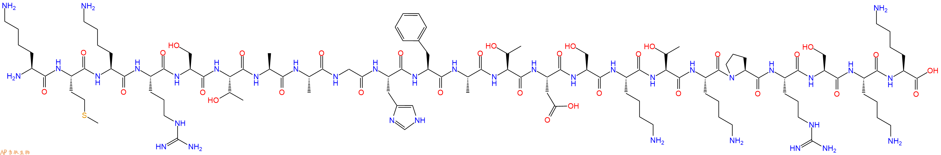 专肽生物产品H2N-Lys-Met-Lys-Arg-Ser-Thr-Ala-Ala-Gly-His-Phe-Ala-Thr-Asp-Ser-Lys-Thr-Lys-Pro-Arg-Ser-Lys-Lys-OH