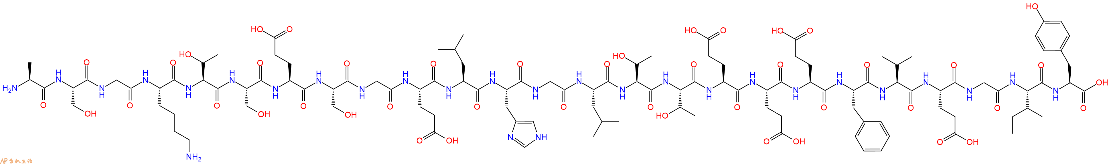 专肽生物产品H2N-Ala-Ser-Gly-Lys-Thr-Ser-Glu-Ser-Gly-Glu-Leu-His-Gly-Leu-Thr-Thr-Glu-Glu-Glu-Phe-Val-Glu-Gly-Ile-Tyr-OH