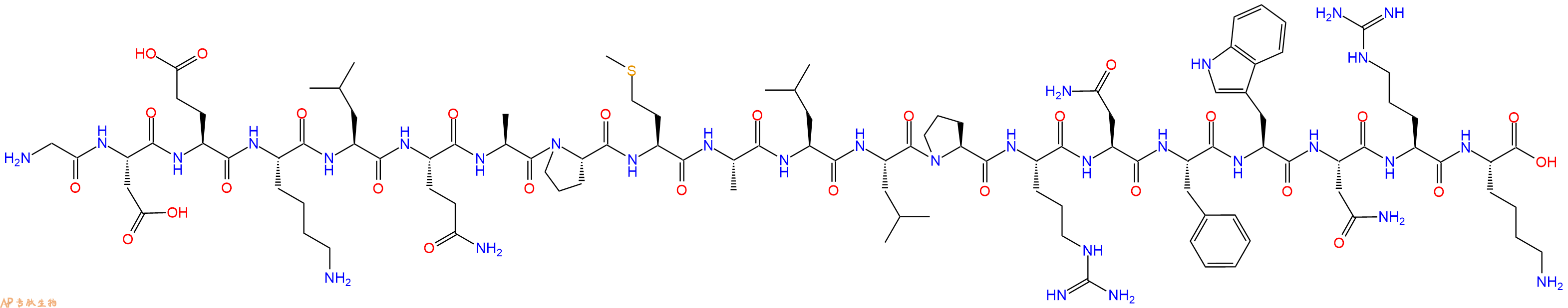 专肽生物产品H2N-Gly-Asp-Glu-Lys-Leu-Gln-Ala-Pro-Met-Ala-Leu-Leu-Pro-Arg-Asn-Phe-Trp-Asn-Arg-Lys-OH