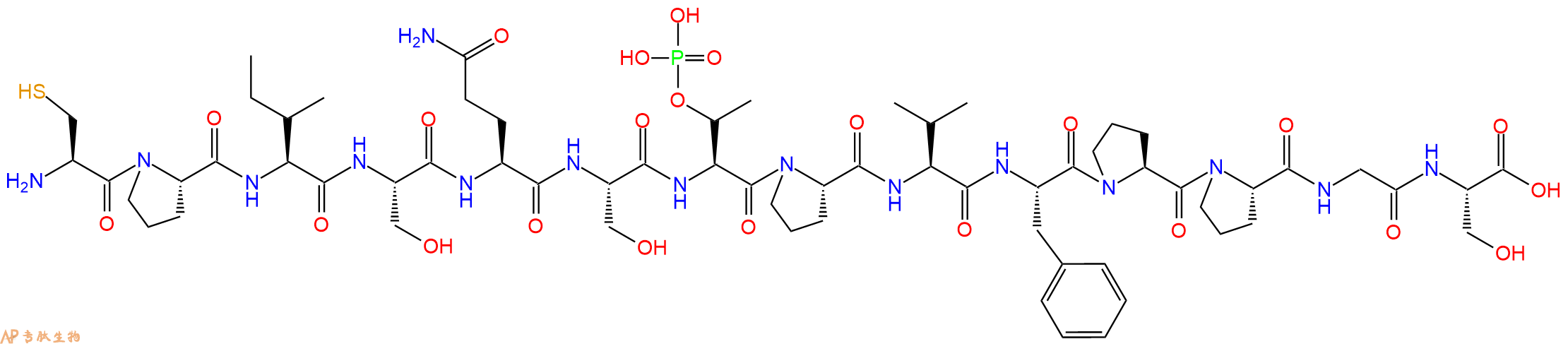 专肽生物产品H2N-Cys-Pro-Ile-Ser-Gln-Ser-pThr-Pro-Val-Phe-Pro-Pro-Gly-Ser-OH