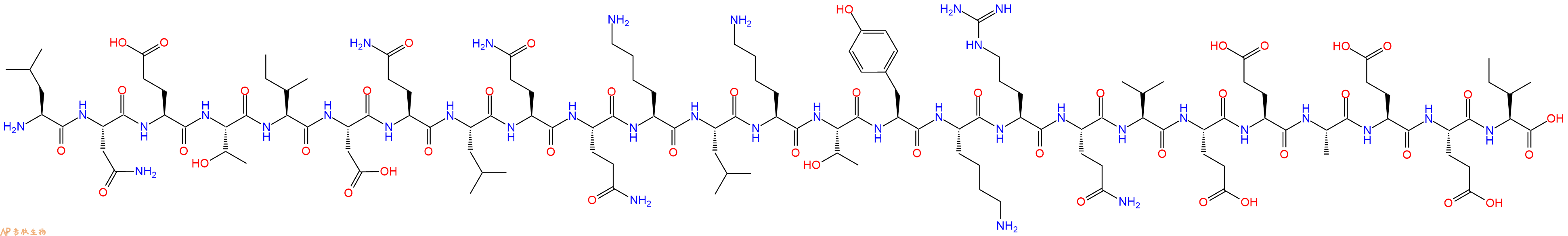 专肽生物产品H2N-Leu-Asn-Glu-Thr-Ile-Asp-Gln-Leu-Gln-Gln-Lys-Leu-Lys-Thr-Tyr-Lys-Arg-Gln-Val-Glu-Glu-Ala-Glu-Glu-Ile-OH