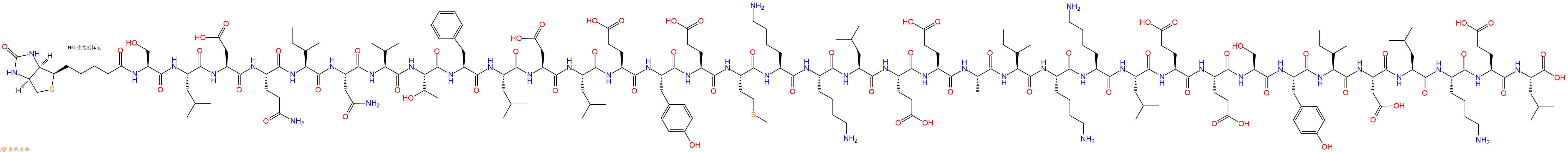 专肽生物产品Biotinyl-Ser-Leu-Asp-Gln-Ile-Asn-Val-Thr-Phe-Leu-Asp-Leu-Glu-Tyr-Glu-Met-Lys-Lys-Leu-Glu-Glu-Ala-Ile-Lys-Lys-Leu-Glu-Glu-Ser-Tyr-Ile-Asp-Leu-Lys-Glu-Leu-OH